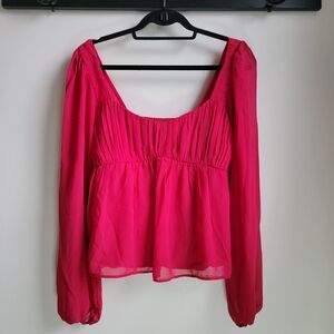 Abercrombie & Fitch Vibrant Pink Chiffon Blouse Impire Waist